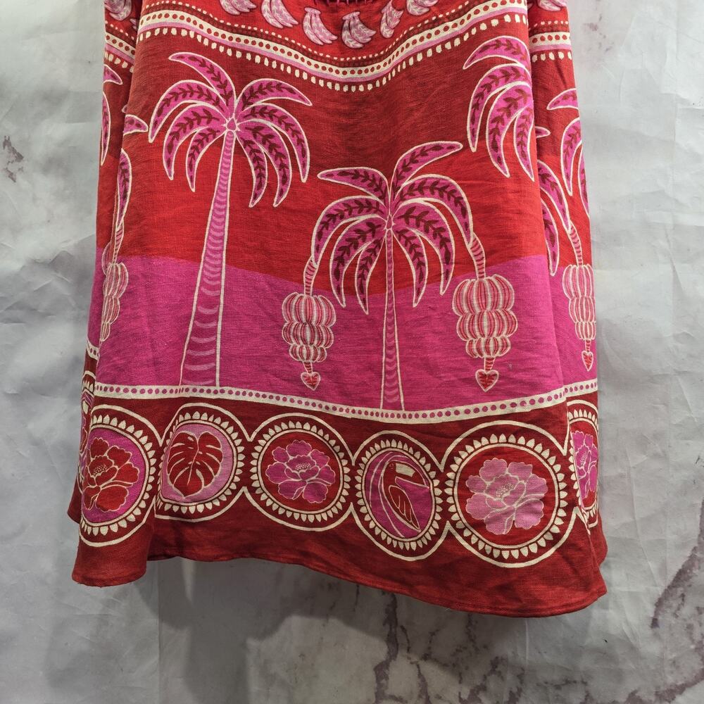 Farm Rio Dress Womens XL Linen Red Pink Summer Sunrise Tank Maxi - Picture 8 of 15
